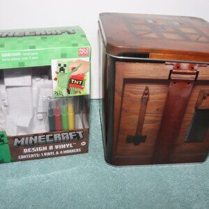 AMC Minecraft Movie Crafting Table Popcorn Bucket Tin & Design A Vinyl